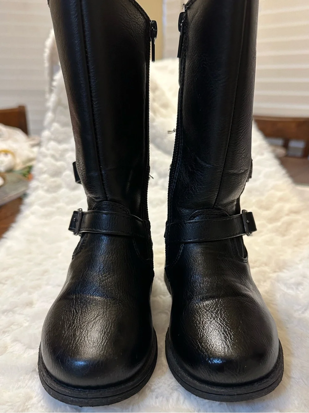 Rachel Black Riding Boots with Buckle Detail